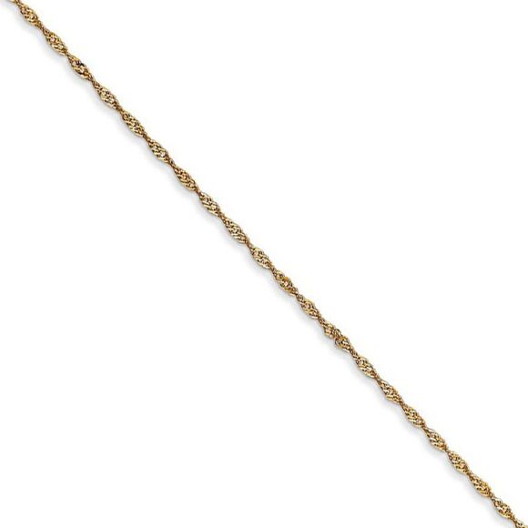 1mm, 14k Yellow Gold, Singapore Chain Necklace, 16 Inch - Picture 1 of 8